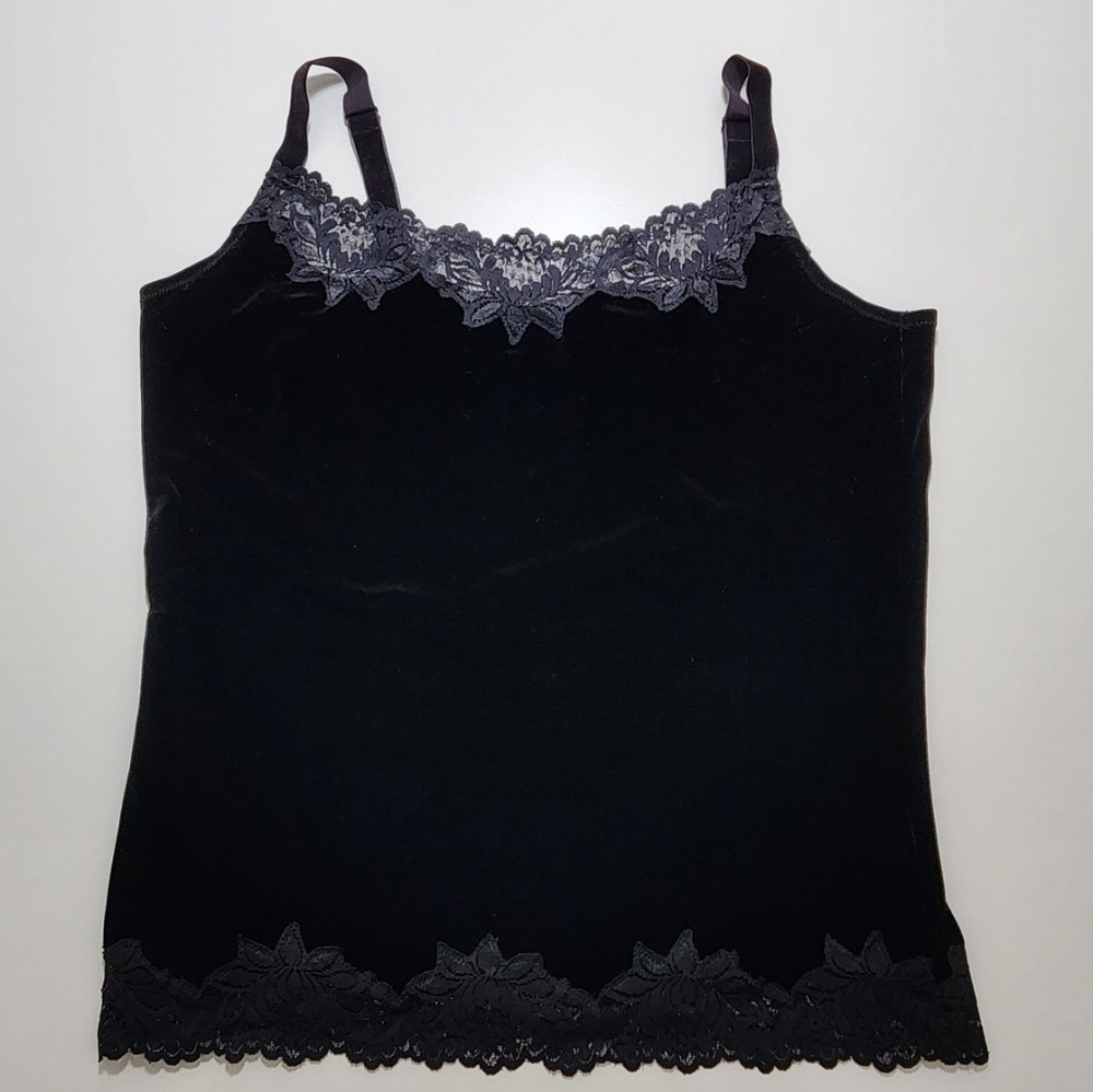Coldwater Creek Black Velvet Lace Camisole M EUC